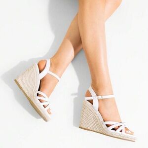 Women's Open Toe Dressy Espadrille Strappy Casual Braided Heels wedges size 7